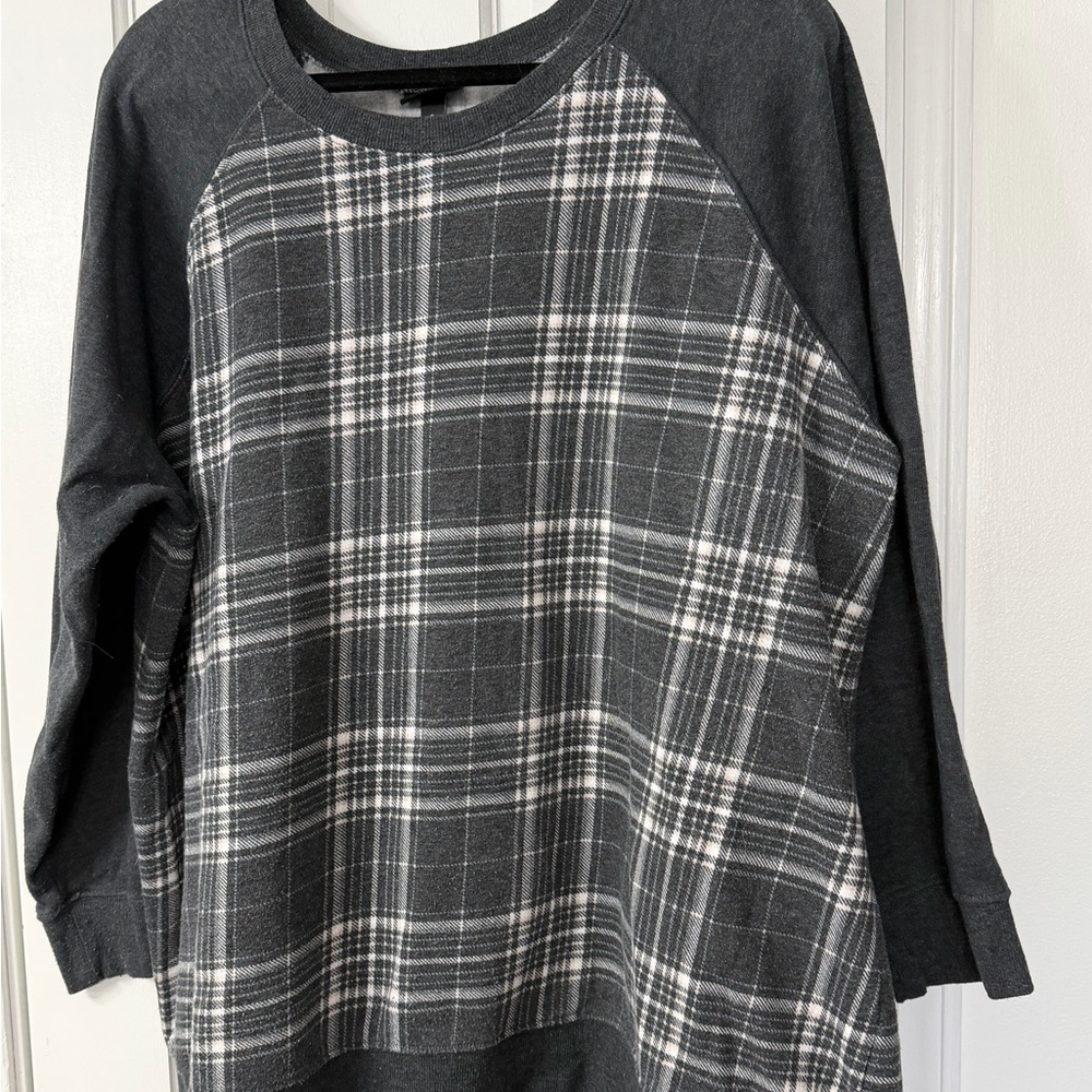 Torrid Black and White Plaid Top